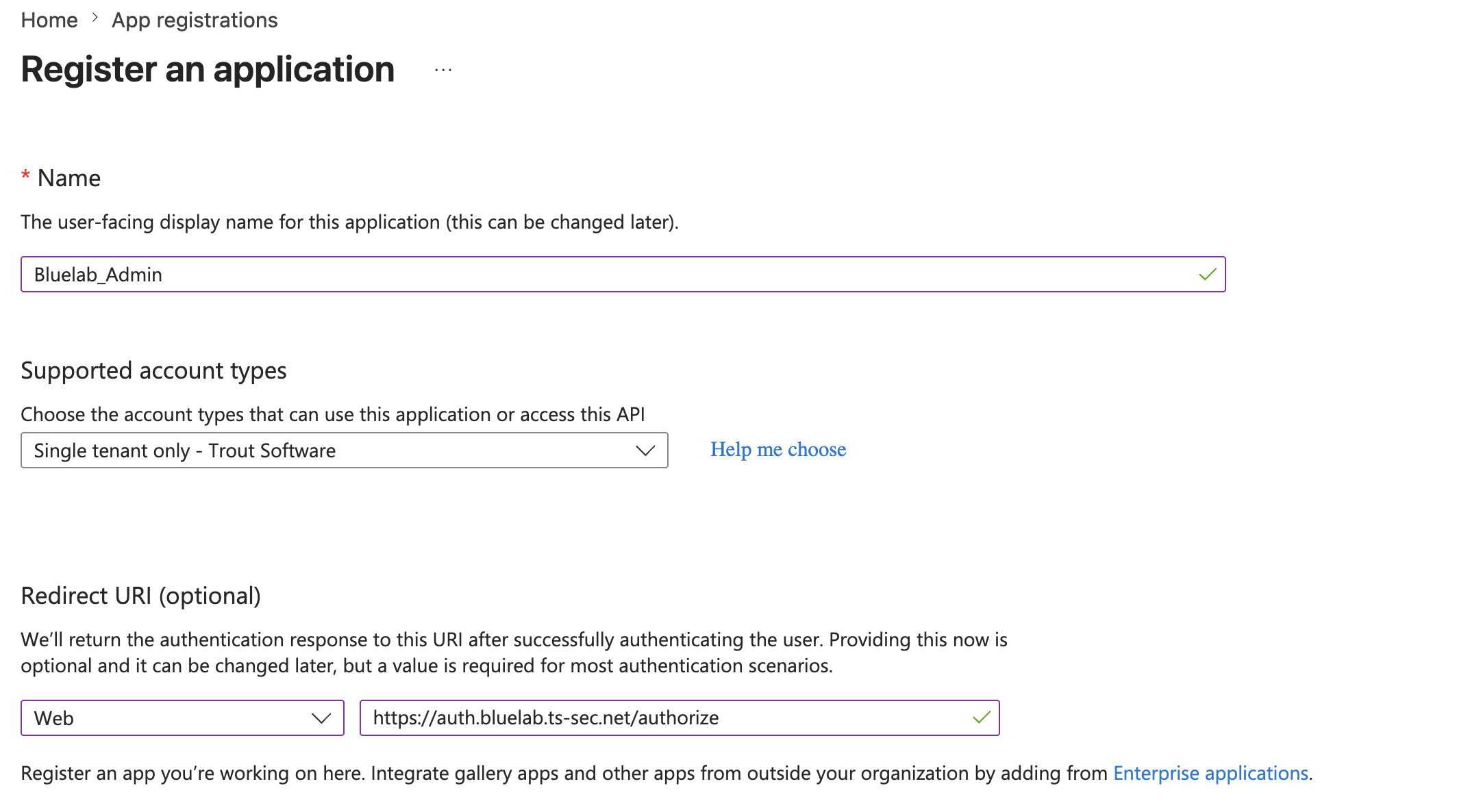 Registering Access Gate in the Entra admin center Registering Access Gate in the Entra admin center