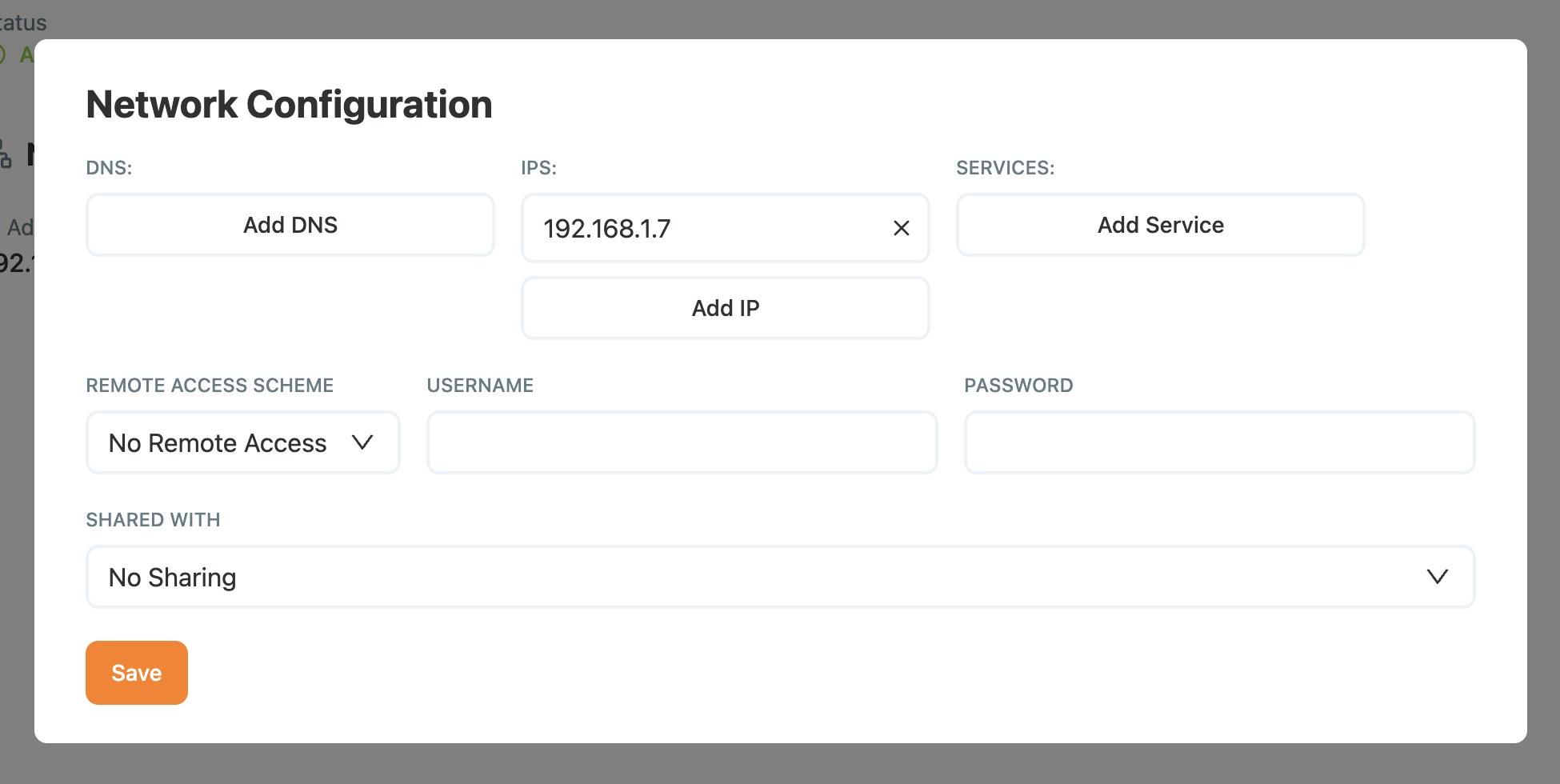 Netzwerk-Tab für ein Asset konfigurieren Netzwerk-Tab für ein Asset konfigurieren