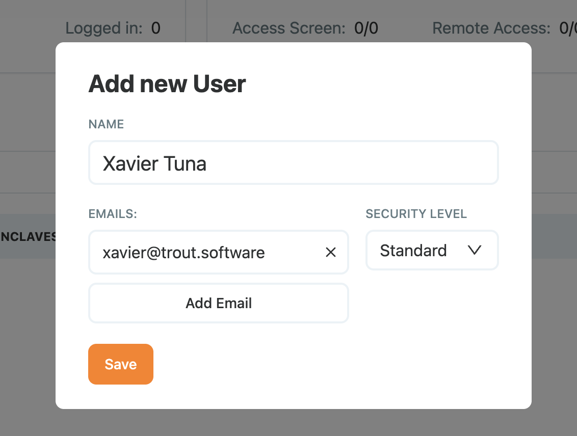 Create user managed by Access Gate Create user managed by Access Gate