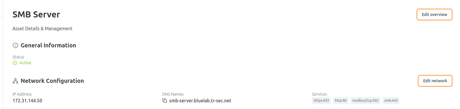 Asset details showing the resolved DNS name Asset details showing the resolved DNS name