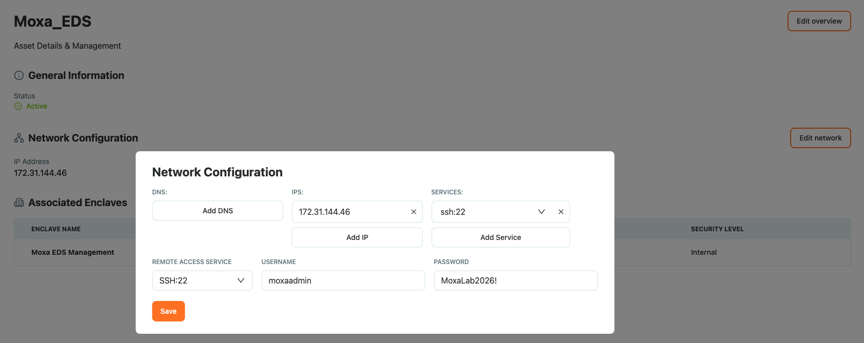MOXA asset details MOXA asset details